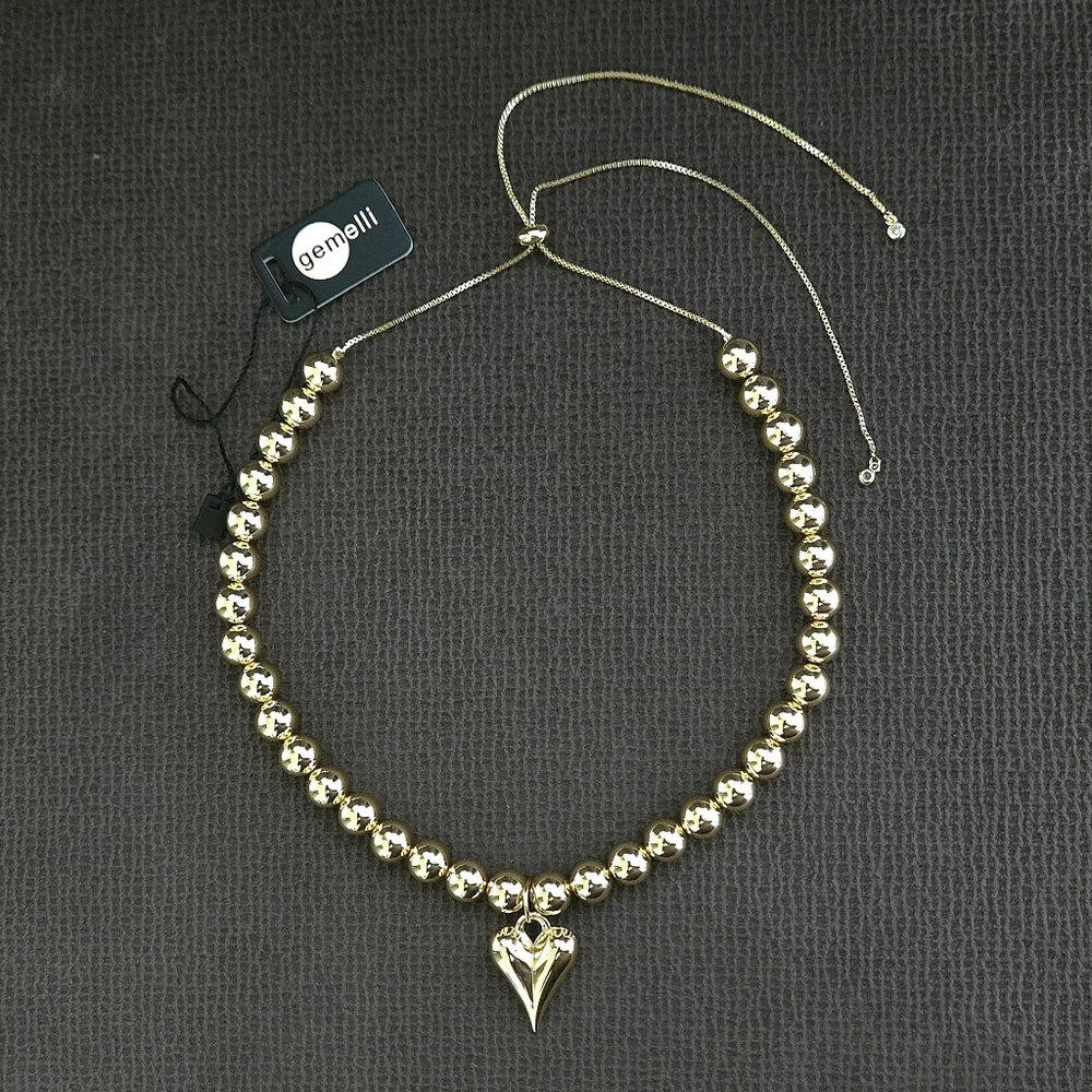 Gemelli👭 Gold💛 "Gianna" Happy😃 Heart❤️ Adjustable Necklace - NWT